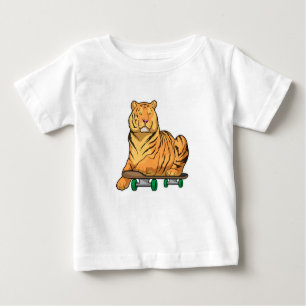 Camiseta Para Bebê Tiger Skater Skateboard