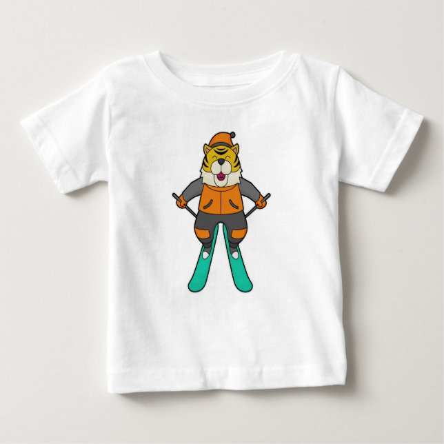 Camiseta Para Bebê Tiger Skier Ski (Frente)