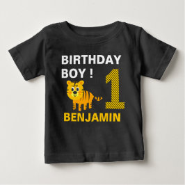 Camiseta Para Bebê Tigre 1rua na Primeira Festa de aniversário