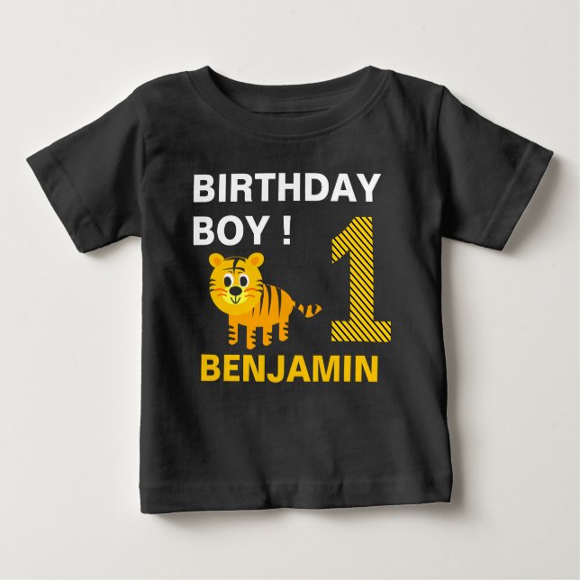 Camiseta Para Bebê Tigre 1rua na Primeira Festa de aniversário (Frente)