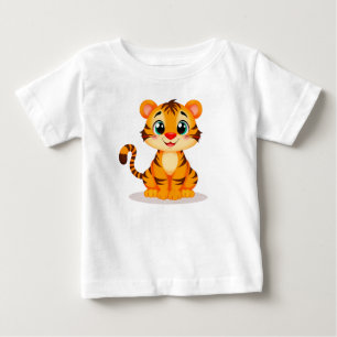 Camiseta Para Bebê Tigre Bebê de Desenho Adorável