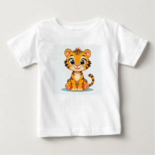 Camiseta Para Bebê Tigre Bebê de Desenho Adorável