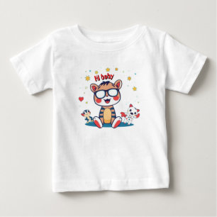 Camiseta Para Bebê Tigre com Amigos