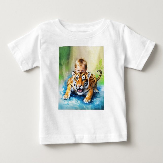 Camiseta Para Bebê tigre com bebê (Frente)