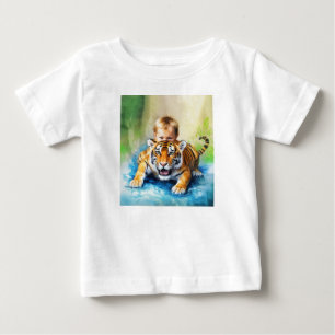 Camiseta Para Bebê tigre com bebê