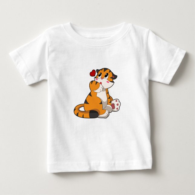 Camiseta Para Bebê Tigre com Coração (Frente)