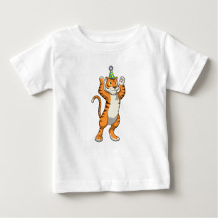 Camiseta Para Bebê Tigre com o Partido do Chapéu