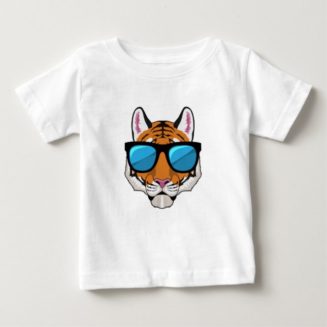 Camiseta Para Bebê Tigre com óculos de sol (Frente)