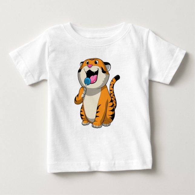 Camiseta Para Bebê Tigre com pirulito (Frente)