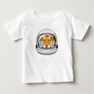 Camiseta Para Bebê Tigre como astronauta com capacete