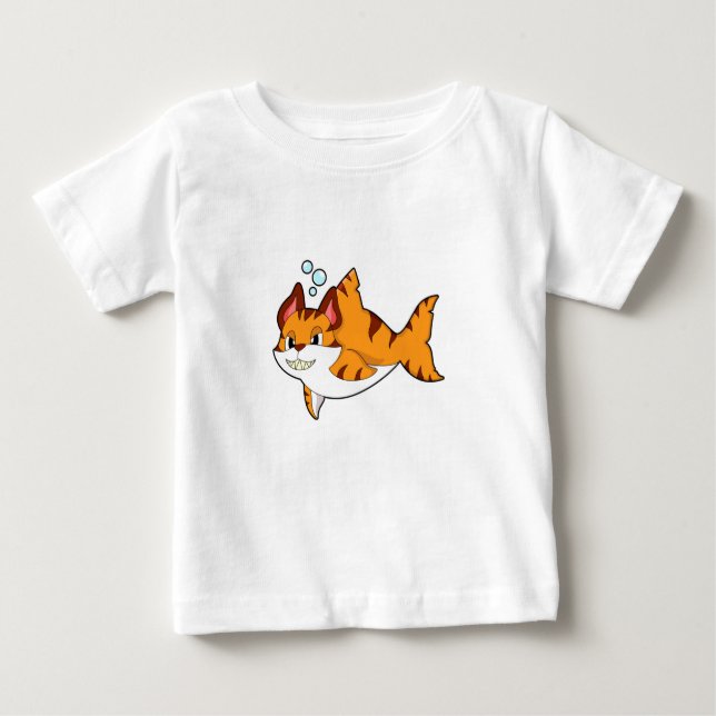Camiseta Para Bebê Tigre como tubarão em água.PNG (Frente)