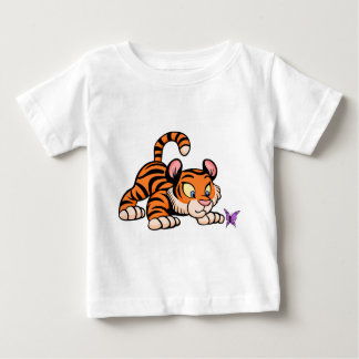 Camiseta Para Bebê Tigre de bebê com borboleta