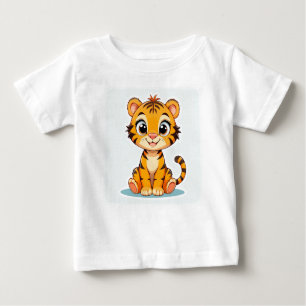 Camiseta Para Bebê Tigre de Bebê de Cartoon Adorável