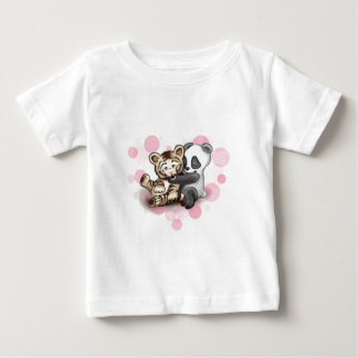 Camiseta Para Bebê Tigre e panda