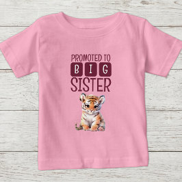 Camiseta Para Bebê Tigre fofo irmã mais velha rosa