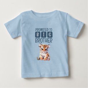 Camiseta Para Bebê Tigre fofo irmão mais velho azul