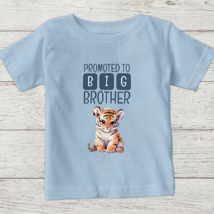 Camiseta Para Bebê Tigre fofo irmão mais velho azul