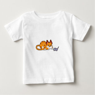 Camiseta Para Bebê Tigre gato com rato