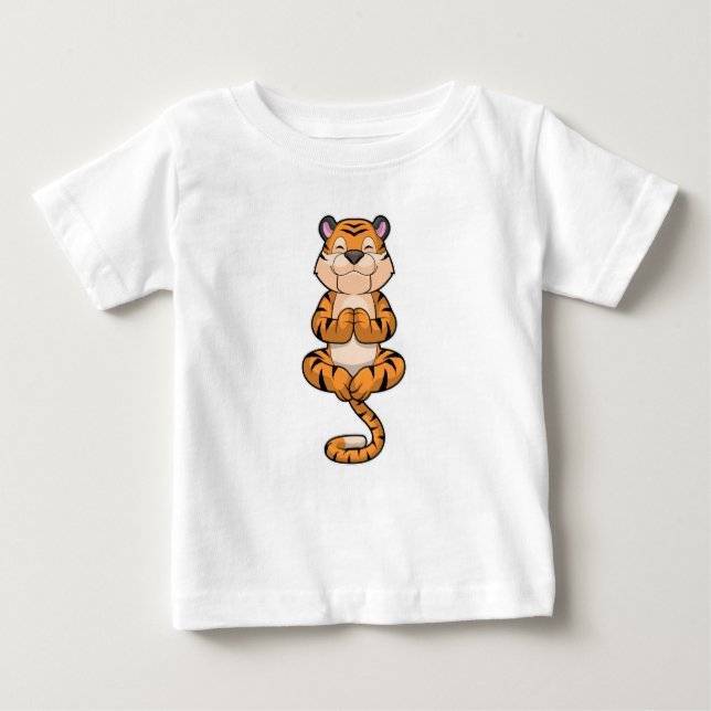 Camiseta Para Bebê Tigre na Malhação de Yoga (Frente)