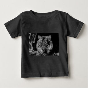 Camiseta Para Bebê Tigre preto e branco