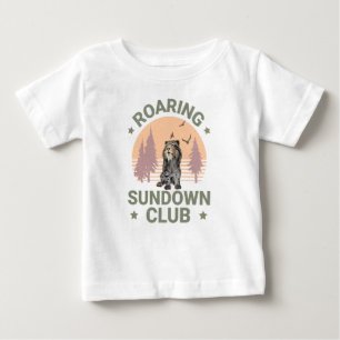 Camiseta Para Bebê Tigre Sabretooth Clube Floresta Sunset Retro