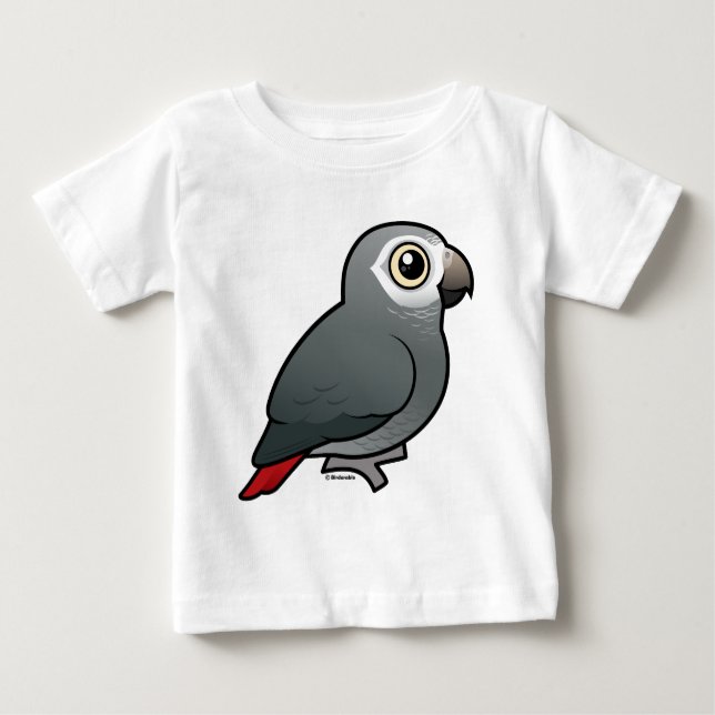 Camiseta Para Bebê Timnei African Cinza Parrot (Frente)