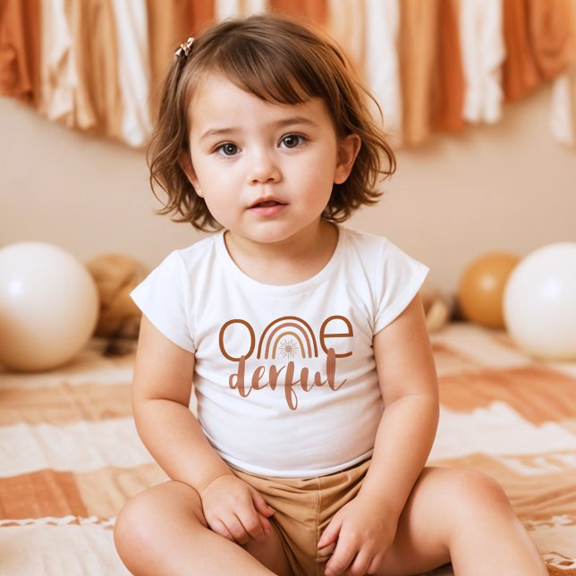Camiseta Para Bebê TINLEY Boho Terracotta Rainbow OneMaravilhoso Aniv (Criador carregado)