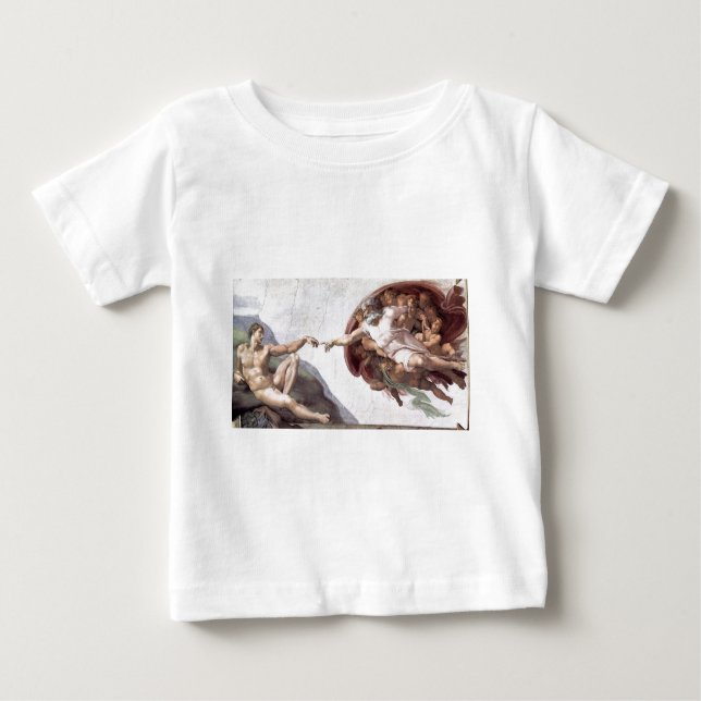 Camiseta Para Bebê Tinta Michelangelo original na capela de irmã Roma (Frente)