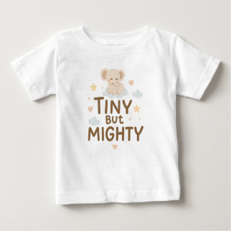 Camiseta Para Bebê Tiny But Mighty - Cute Baby Elephant T-Shirt Desig