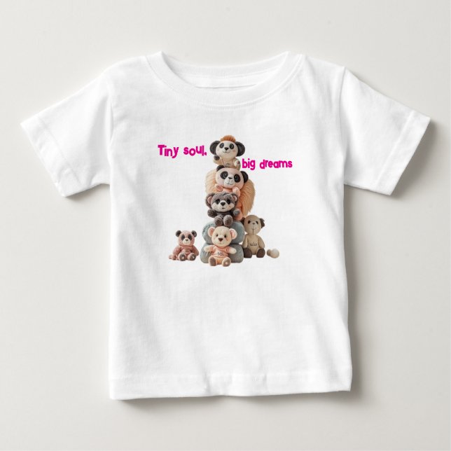 Camiseta Para Bebê Tiny Soul, Big Dreams" Teddy Bear Toddler T-Shirt (Frente)