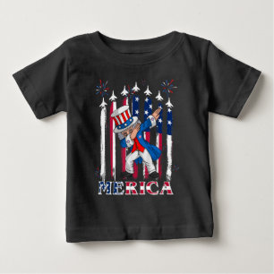 Camiseta Para Bebê Tio Patriótico Sam Dabbing 4 de julho