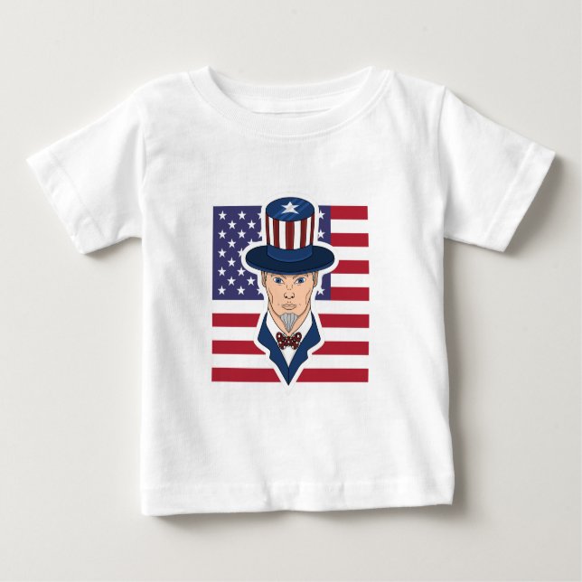 Camiseta Para Bebê Tio Sam Cartoon (Frente)