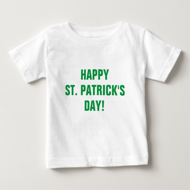 Camiseta Para Bebê Típica Verde de Dia de São Patrício Feliz (Frente)