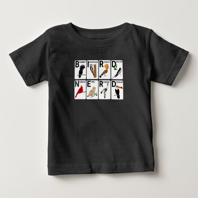Camiseta Para Bebê Tipo de aves (Frente)