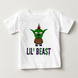 Camiseta Para Bebê Tipo de letra T de Goblin Roxo e Lil'Beast Goblin
