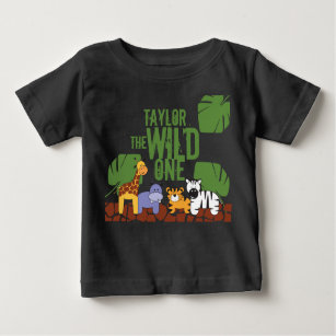 Camiseta Para Bebê Tipo Safari Green WILD ONE primeiro aniversario