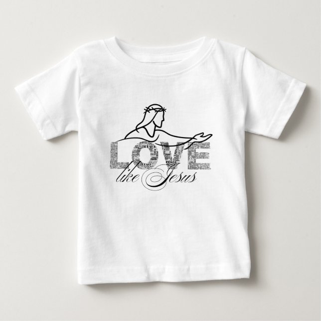 Camiseta Para Bebê Tipografia Cristã "Ame Como Jesus" (Frente)