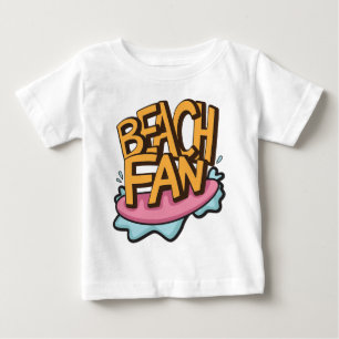 Camiseta Para Bebê Tipografia de fã de praia bebê 