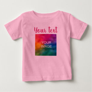 Camiseta Para Bebê Tipografia de imagem do cliente texto script rosa