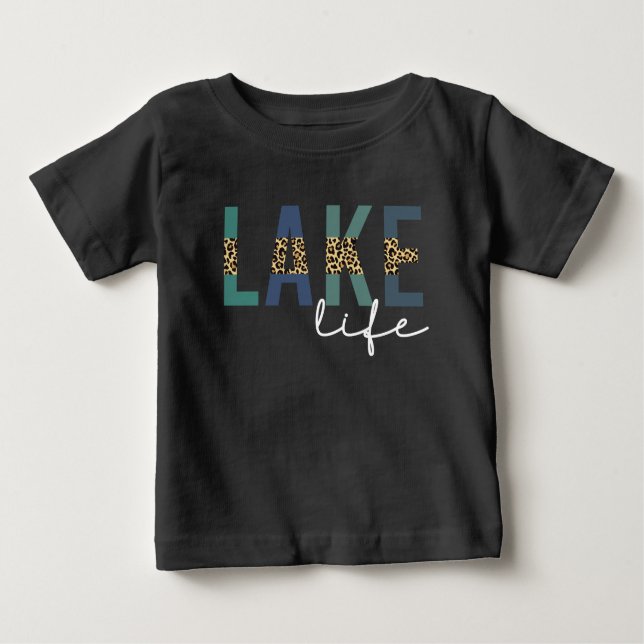 Camiseta Para Bebê Tipografia de Impressão de Guepardo Lake Life (Frente)