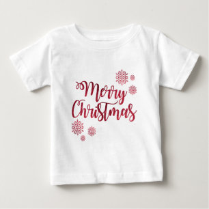 Camiseta Para Bebê Tipografia Feliz Natal Red Snowflake