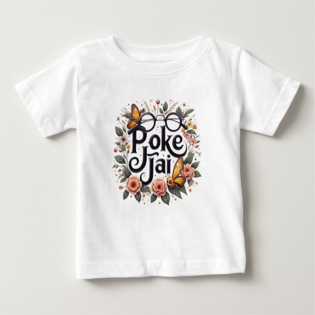Camiseta Para Bebê Tipografia Floral com Quirky Charm (Frente)