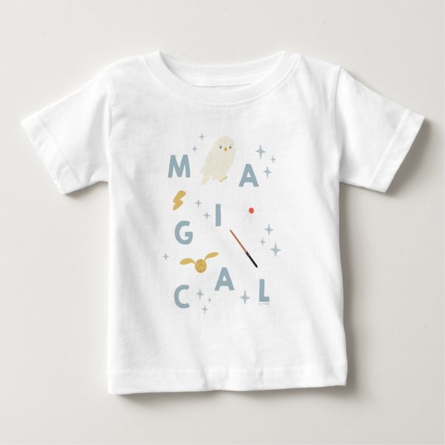 Camiseta Para Bebê Tipografia Mágica "Mágica" Gráfica Hedwigh (Frente)
