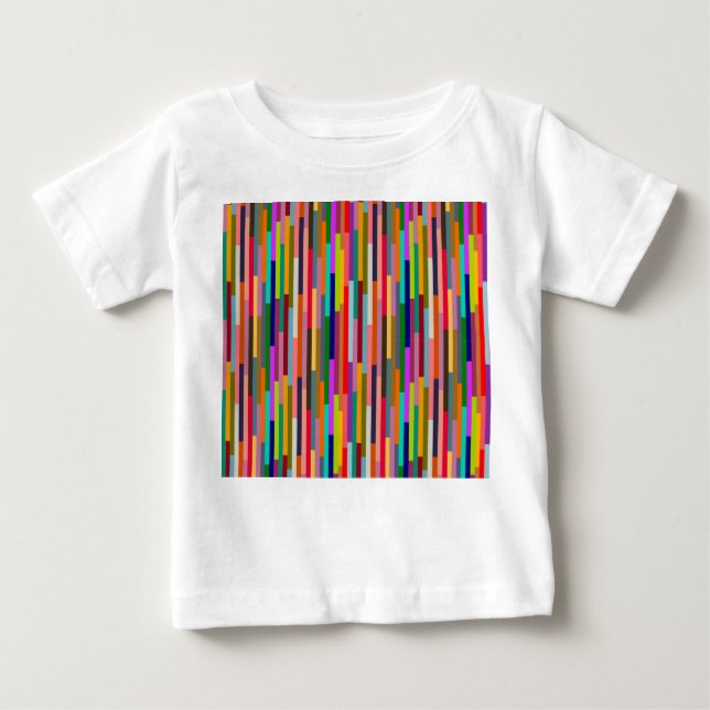 Camiseta Para Bebê Tiras Coloridas Finas (Frente)