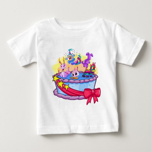 Camiseta Para Bebê Tiro do grupo do bolo de aniversário (Frente)