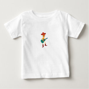 Camiseta Para Bebê Toca violão esqueleto festivo