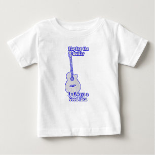 Camiseta Para Bebê Tocar violão é sempre uma boa ideia. azul