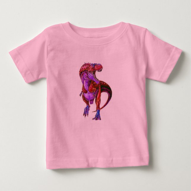 CAMISETA PARA BEBÊ TODDDLER FASHION-CUTE DINOSAUR PINK HOODIE-PARA EL (Frente)