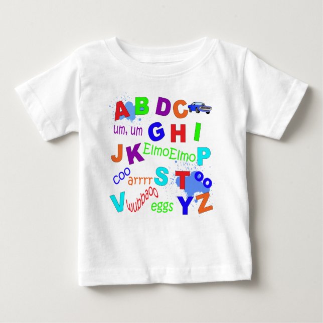 Camiseta Para Bebê Toddler Alphabet - versão para rapazes (Frente)