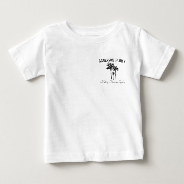 Camiseta Para Bebê Toddler Family Vacation  Palm Tree Beach Trip Tee (Frente)